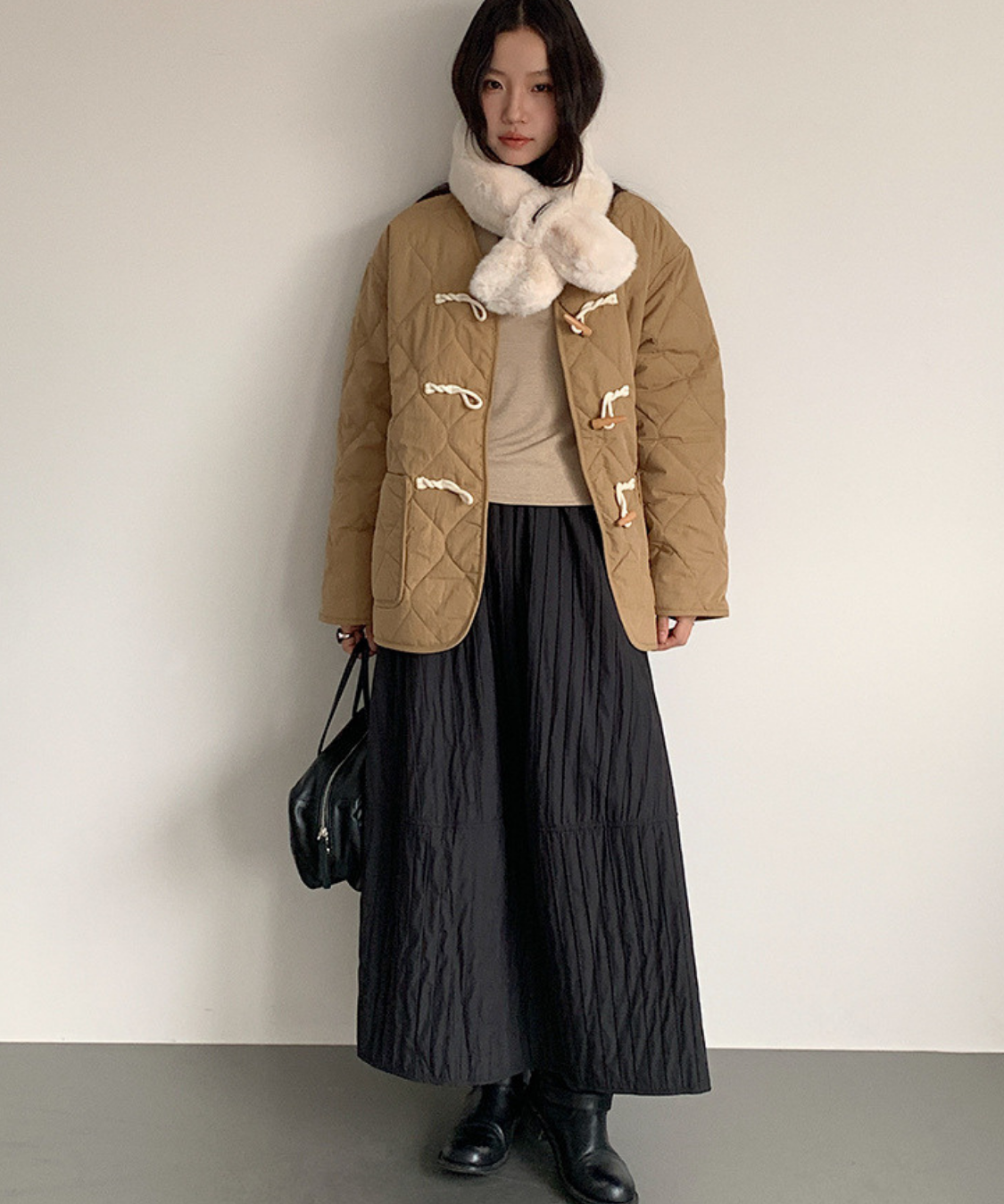 キルティングフレアロングスカート