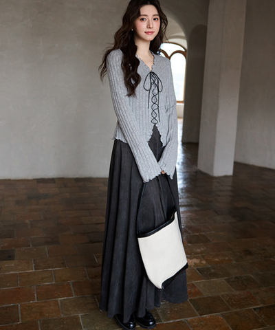 パネルフレアロングスカート