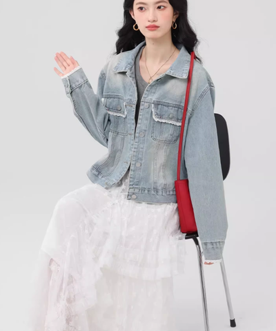 レースティアードロングスカート