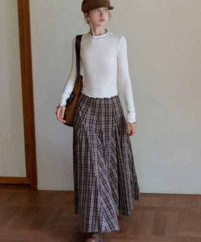 パネル切り替えチェック柄ロングスカート