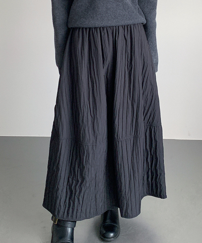 キルティングフレアロングスカート