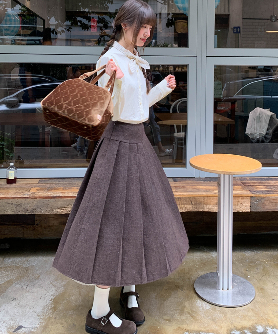 レースレイヤード袖ジャケット＋ボックスプリーツスカート 2点セット