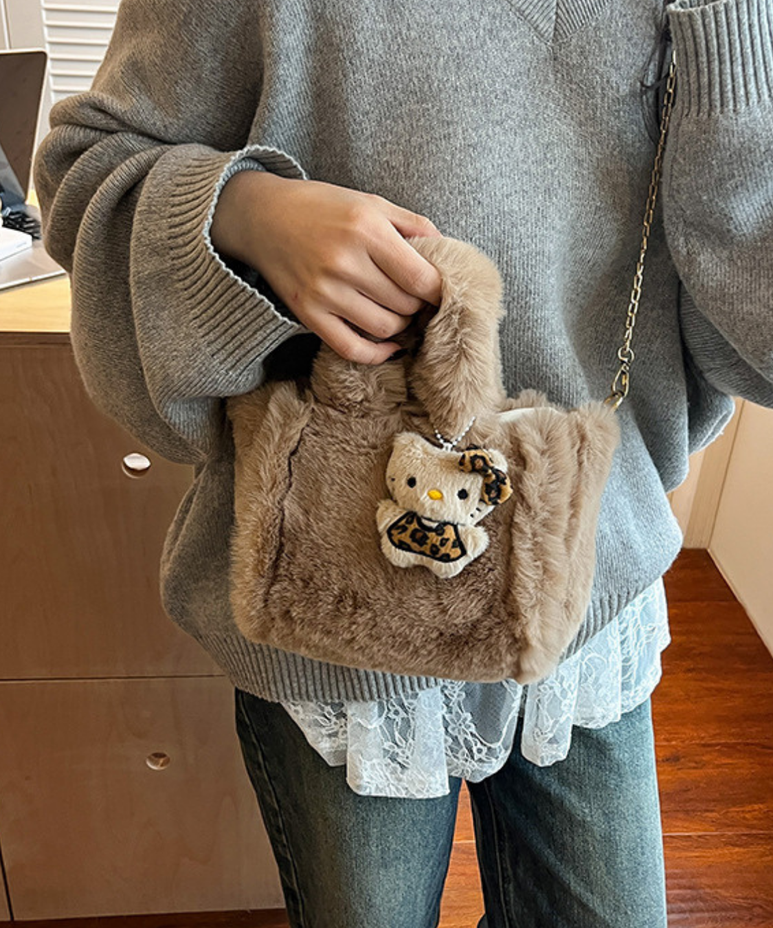 ファー2WAYスクエアバッグ