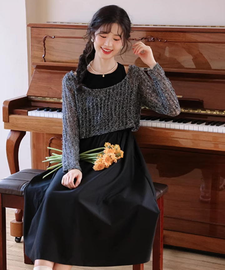 透かしショートニット＋ノースリーブワンピース2点セット – jemiremi（ジェミレミ）