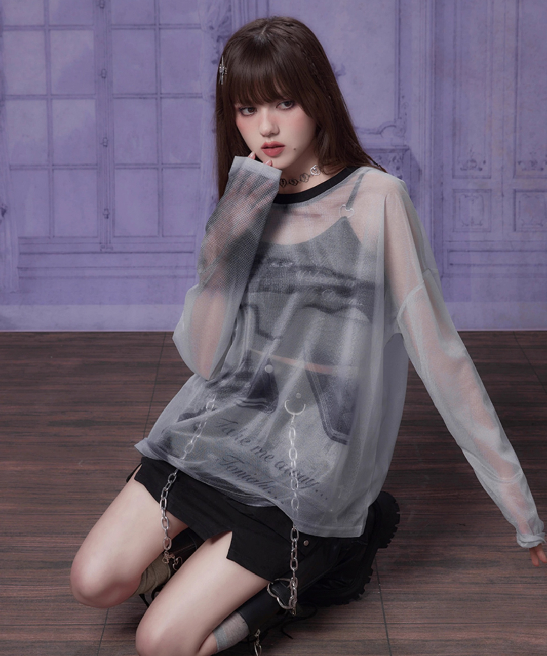 レディプリントシースルートップス – jemiremi（ジェミレミ）