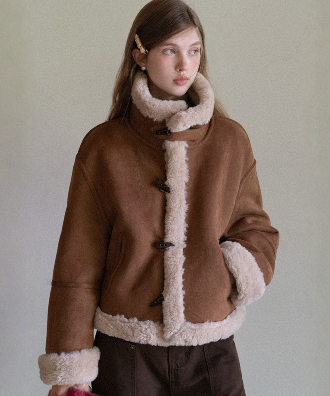 スエード調スタンドカラーリバーシブルボアジャケット