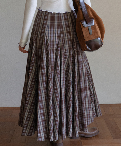 パネル切り替えチェック柄ロングスカート