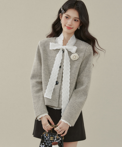 レースボウタイドビーブラウス