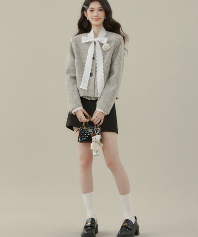 レースボウタイドビーブラウス