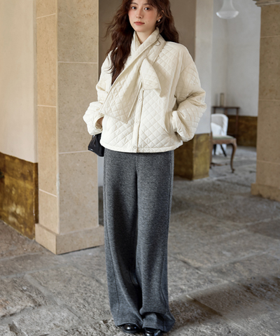 フロントボタンニットワイドパンツ