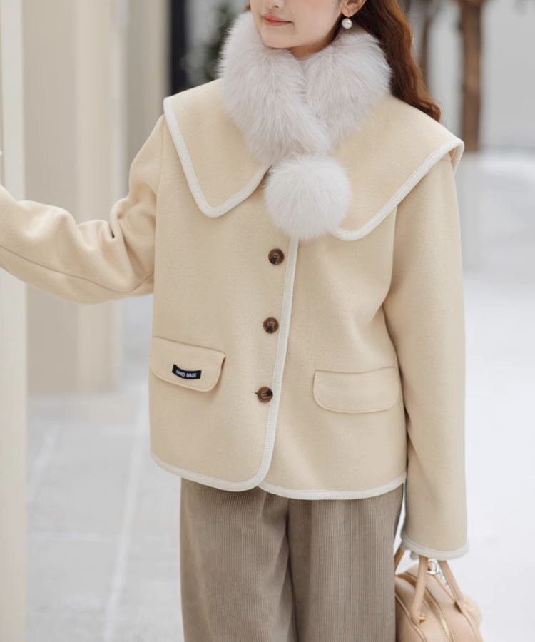 パイピング配色フラットカラーウール混コート – LILA & CITTA ONLINE SHOP