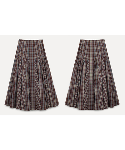 パネル切り替えチェック柄ロングスカート