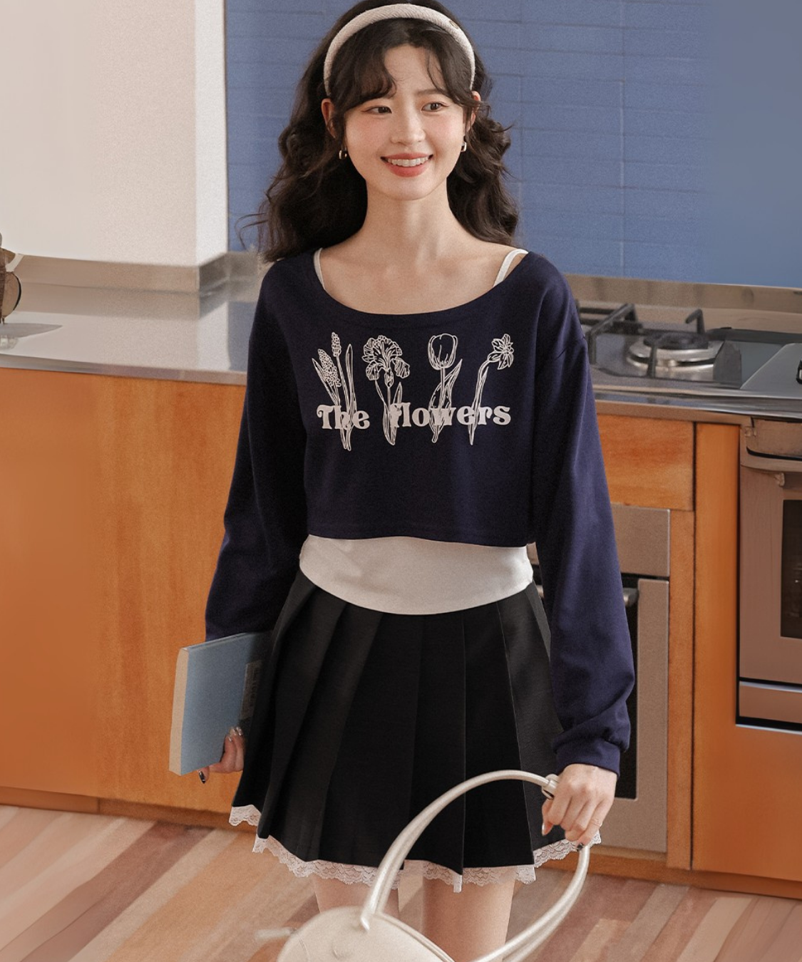 レーストリムプリーツミニスカパン