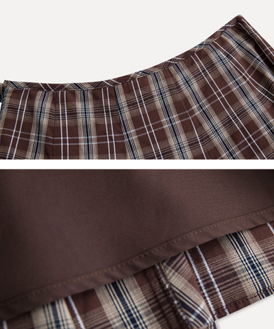 パネル切り替えチェック柄ロングスカート