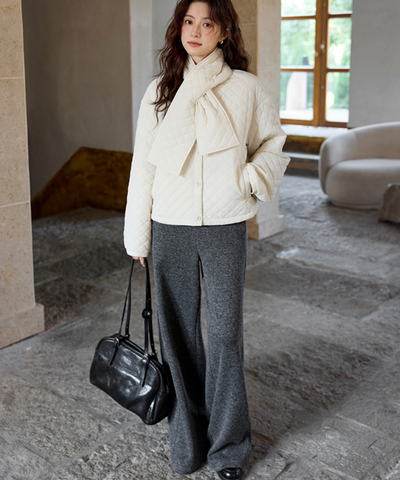 フロントボタンニットワイドパンツ