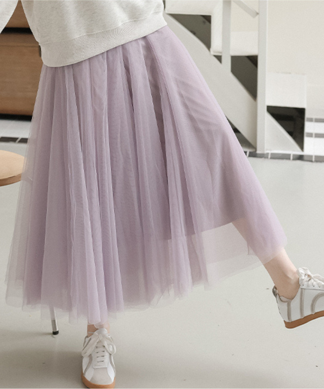 ふんわりチュールフレアスカート