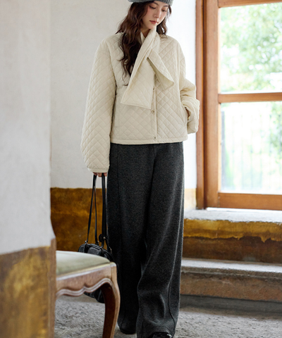 フロントボタンニットワイドパンツ