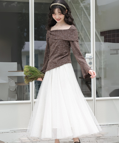 ふんわりチュールフレアスカート