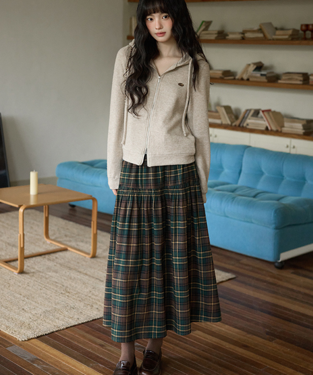 ウエスト切替チェックロングスカート – jemiremi（ジェミレミ）