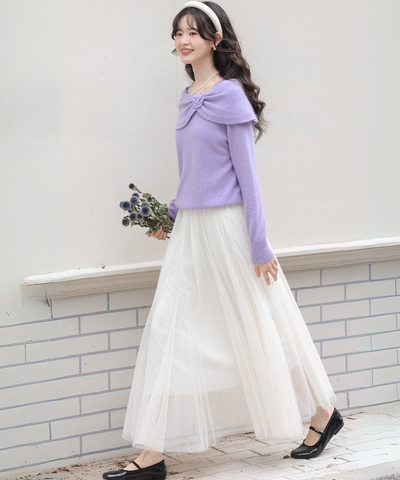 ふんわりチュールフレアスカート