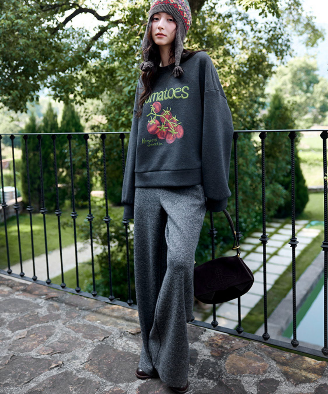 フロントボタンニットワイドパンツ