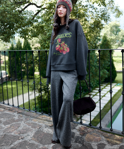 フロントボタンニットワイドパンツ