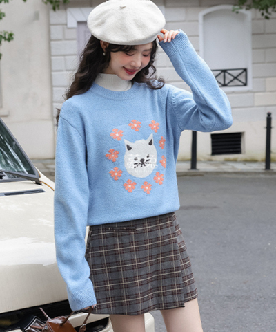 ベルト付きチェックラップ風スカパン