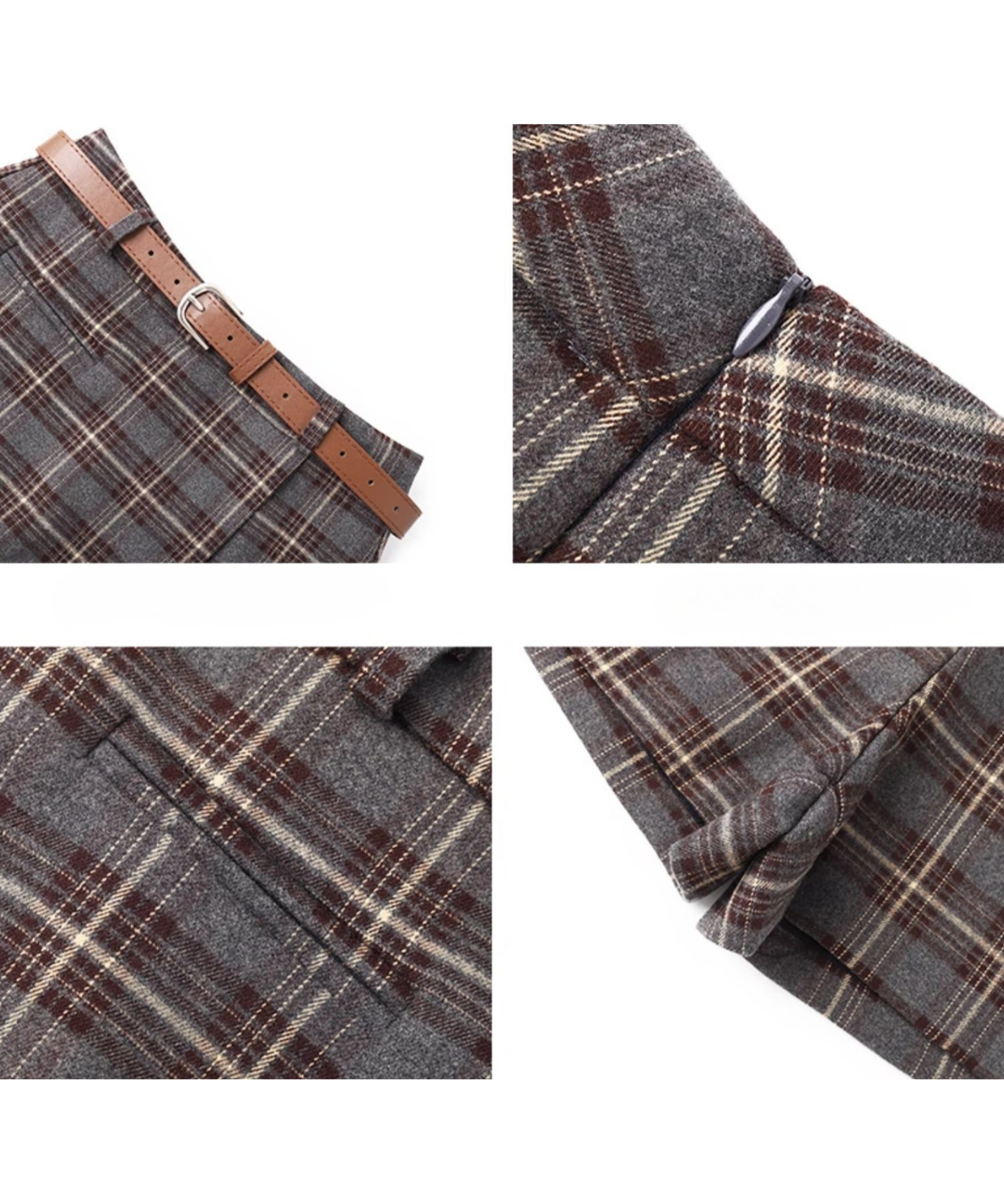 ベルト付きチェックラップ風スカパン