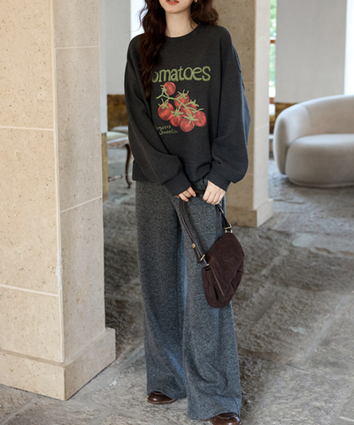 フロントボタンニットワイドパンツ