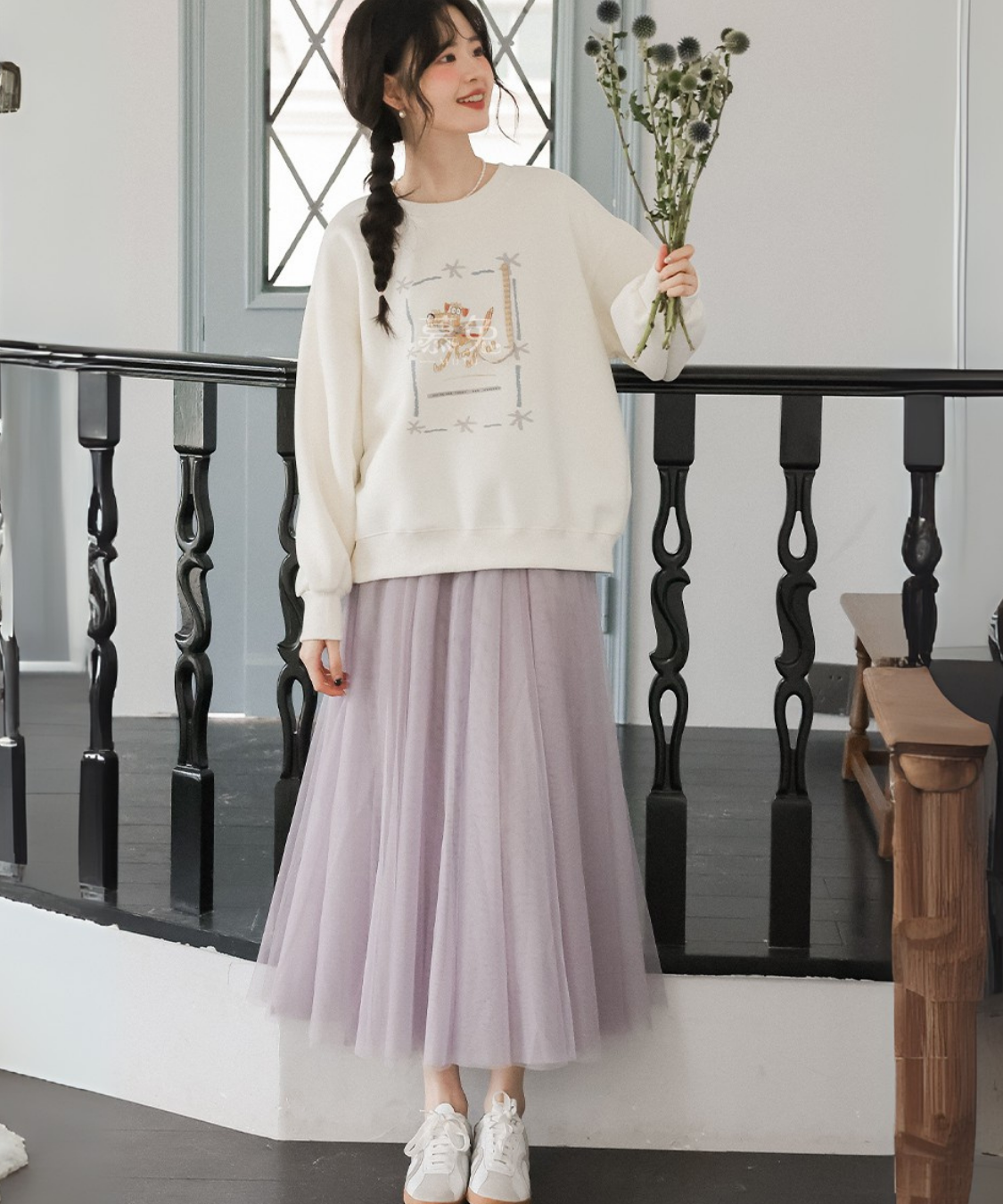 ふんわりチュールフレアスカート