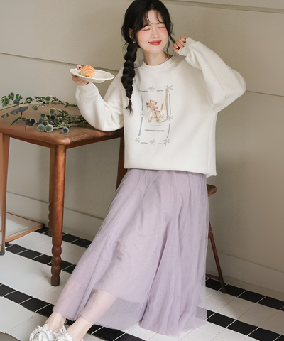 ふんわりチュールフレアスカート