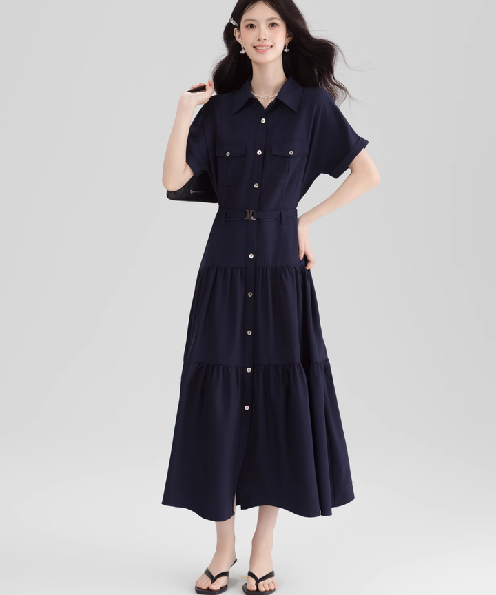 【 最終値下げ 】アシメプリーツティアードワンピース ウエストベルト付き アシメティアードワンピース（ベルト付き） – ByU