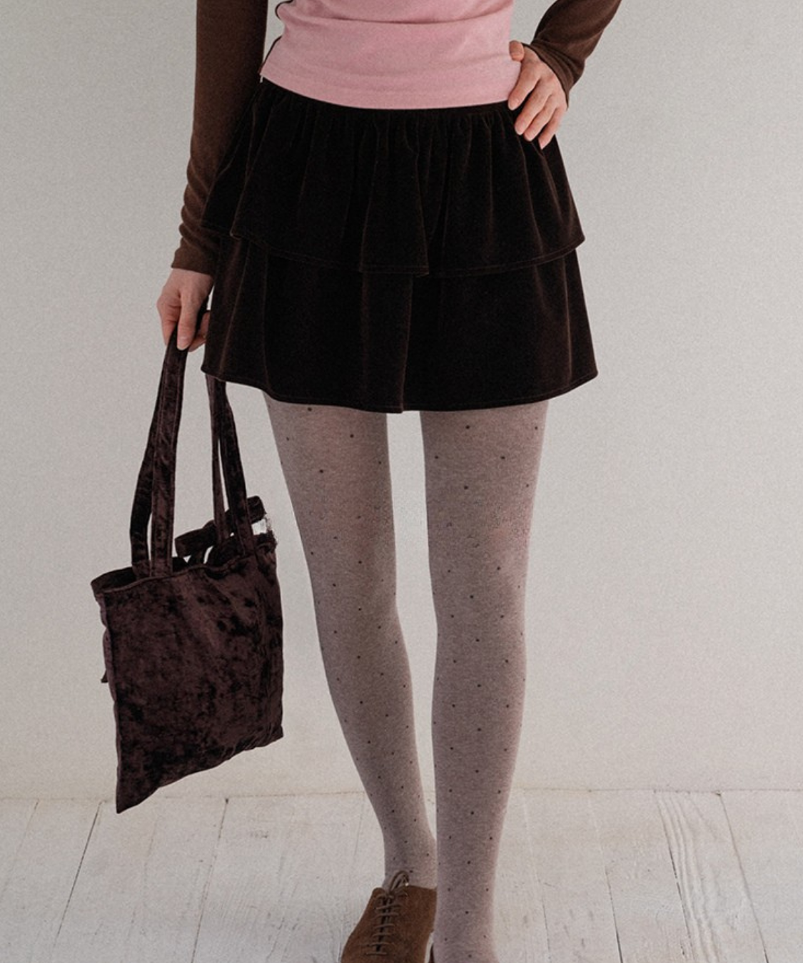 ティアードデザインベロアミニスカート