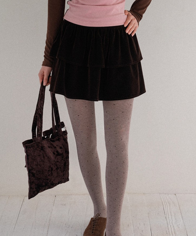 ティアードデザインベロアミニスカート