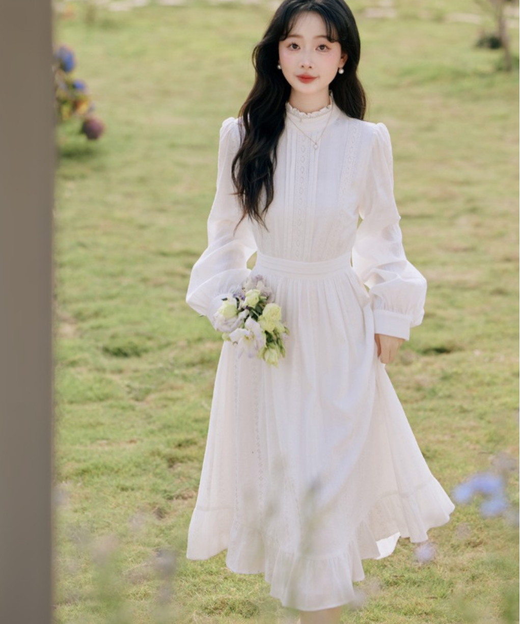 フリルハイネックピンタックレースワンピース – jemiremi（ジェミレミ）