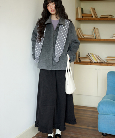 裾フリル切替ロングスカート