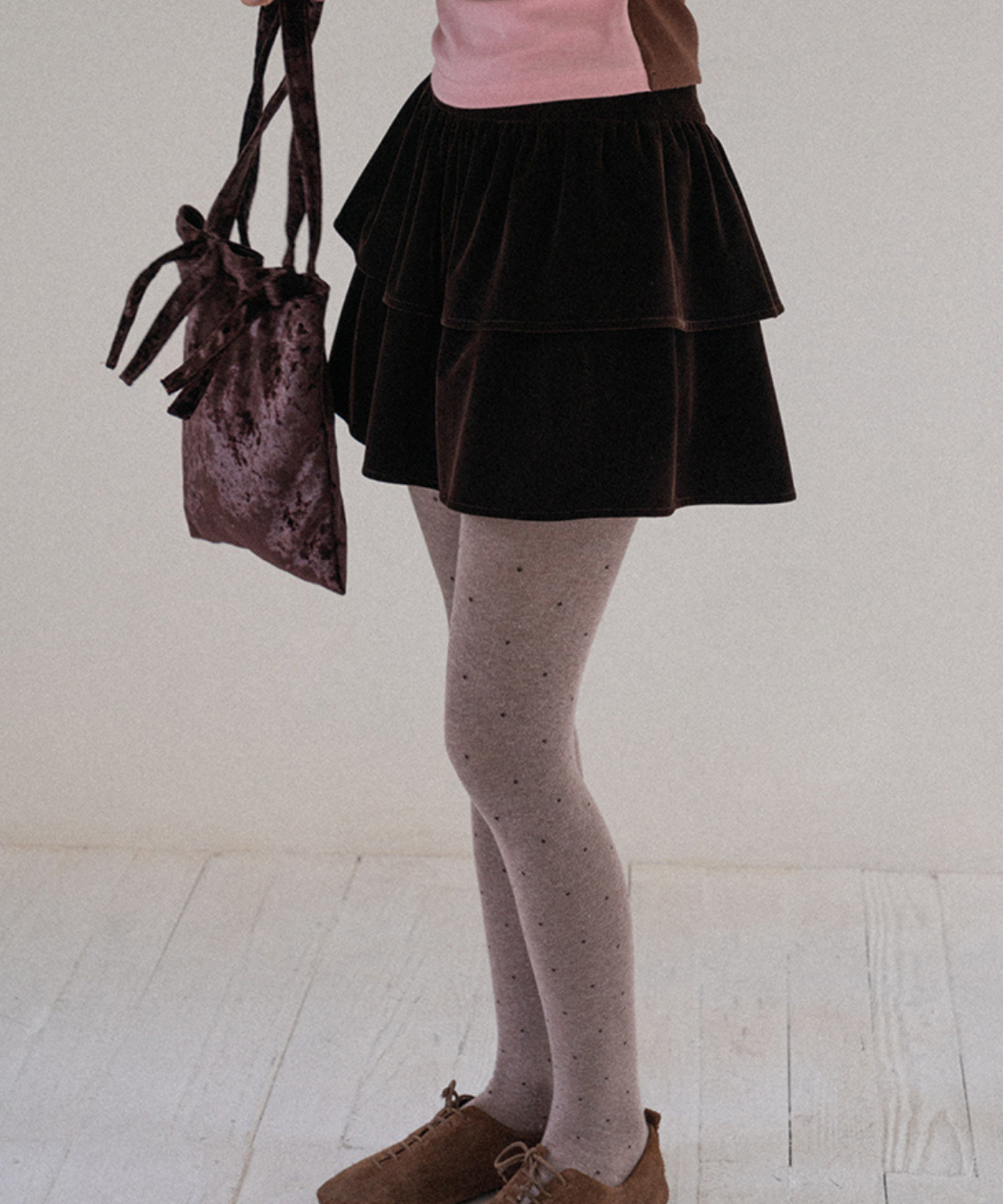 ティアードデザインベロアミニスカート