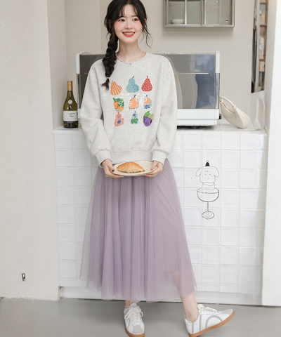 ふんわりチュールフレアスカート