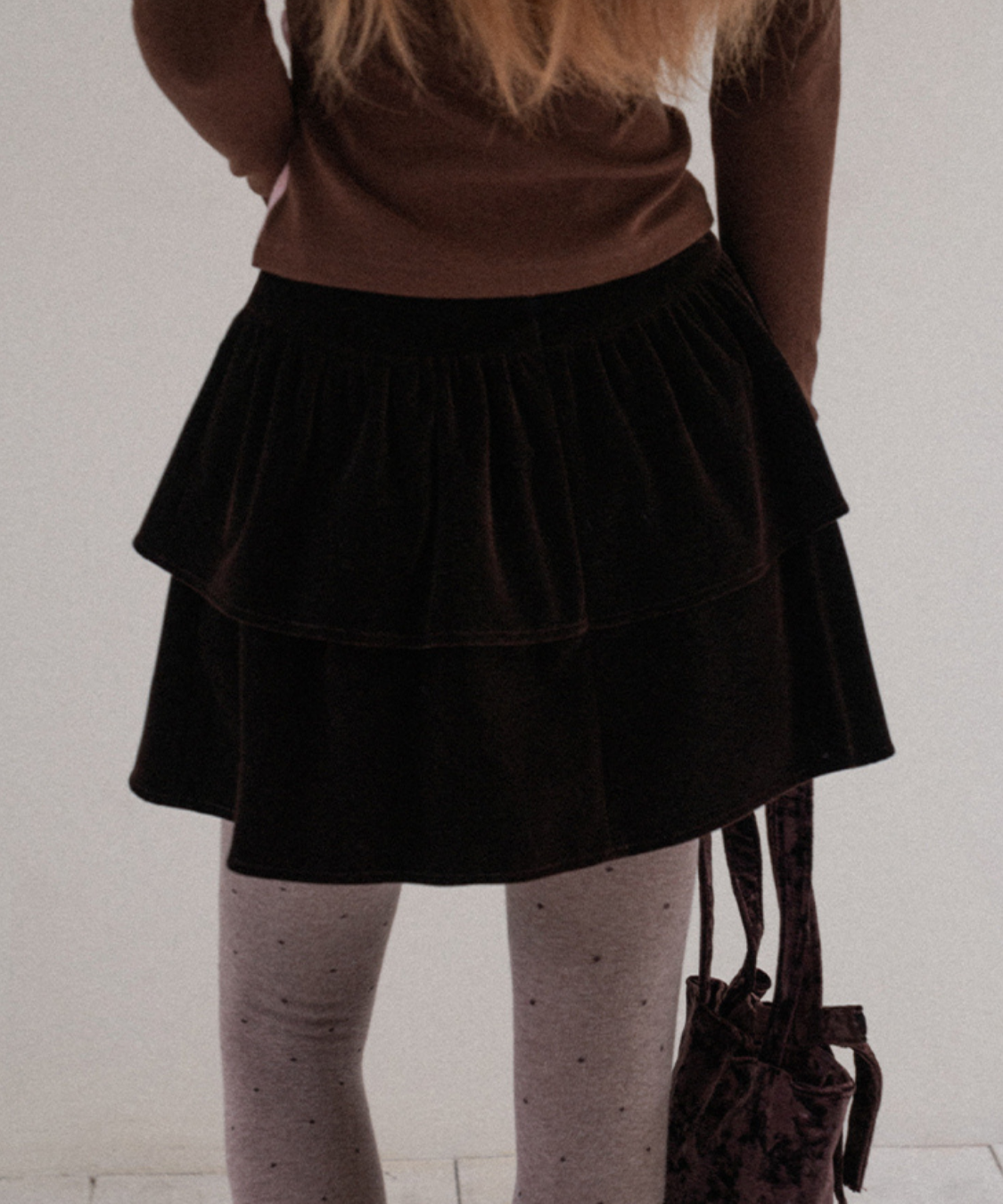 ティアードデザインベロアミニスカート