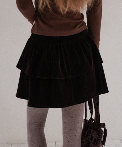 ティアードデザインベロアミニスカート