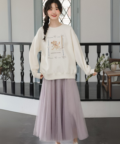 ふんわりチュールフレアスカート