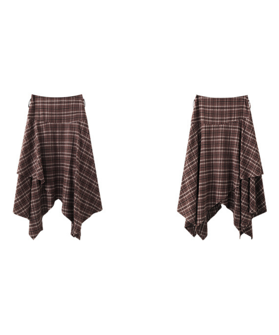 チェック柄イレヘムロングスカート