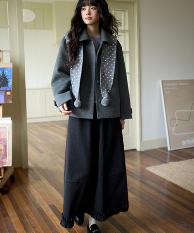 裾フリル切替ロングスカート