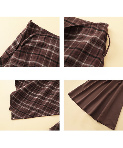 チェック柄イレヘムロングスカート