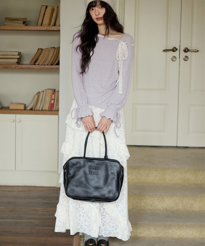 斜めフリルティアードレーススカート