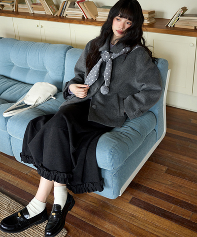 裾フリル切替ロングスカート