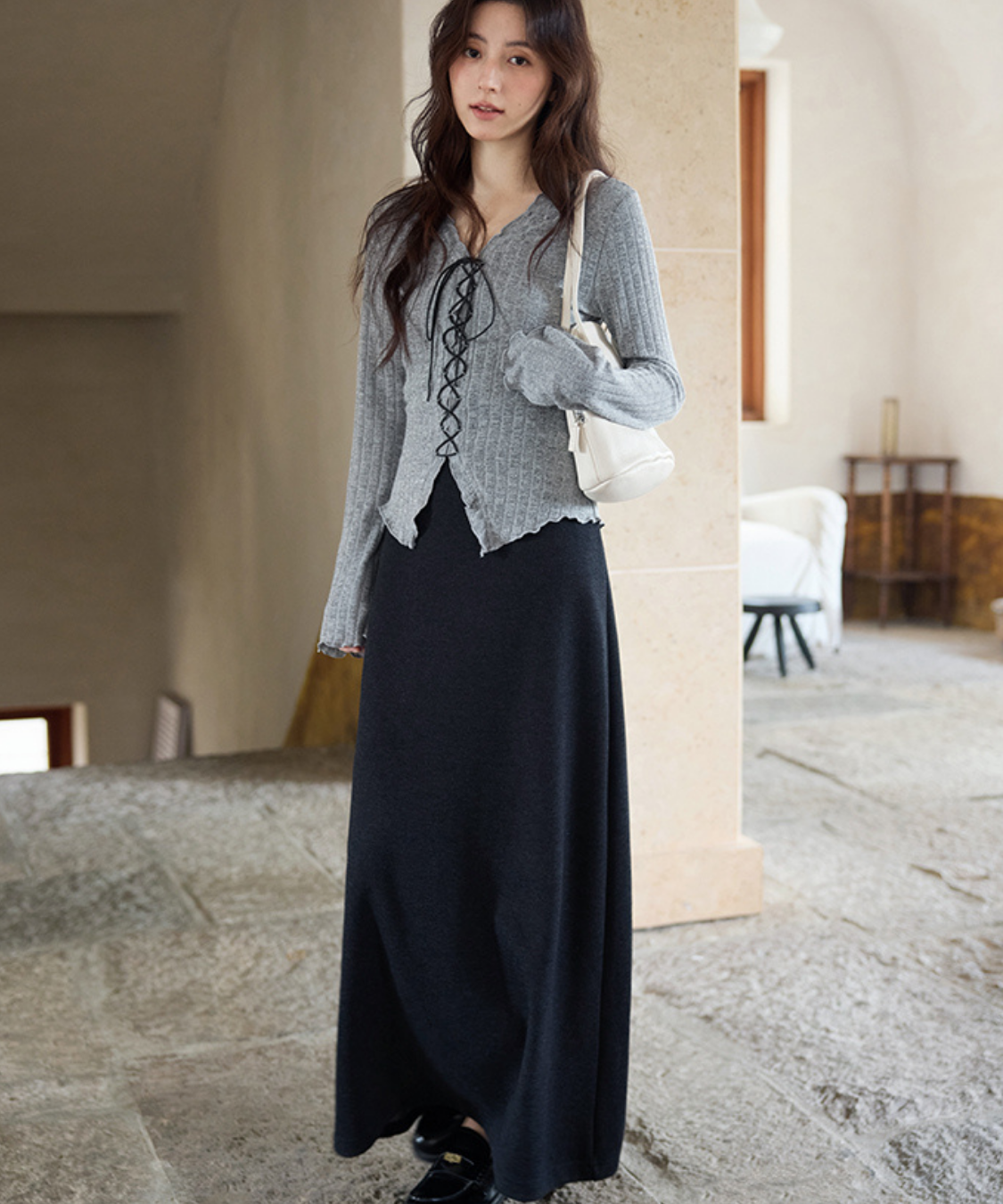 シンプルAラインロングスカート