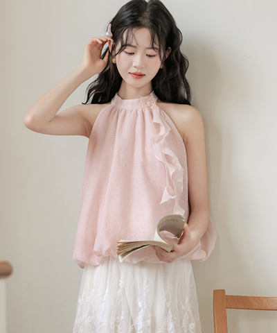 ホルターネックバルーンシルエットブラウス