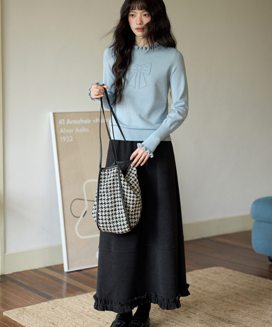 裾フリル切替ロングスカート