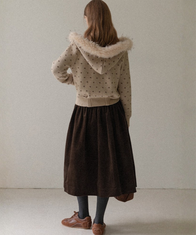 ベルトループコーデュロイギャザースカート